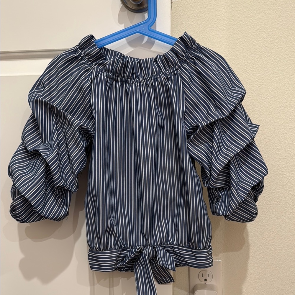 Habitual Kids Striped Blouse - Navy and White